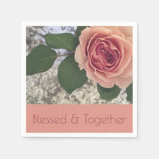 ペチカピンクとコーラルローズの小さな花 スタンダードカクテルナプキン (正面)