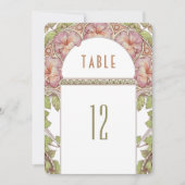 ペチュニアのテーブル番号ヴィンテージ結婚アールヌーボー 招待状 (正面)