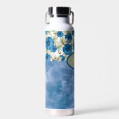 ペチュニアの花と白い洗いデニムルック ウォーターボトル (正面)