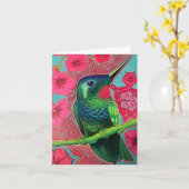 ペチュニアスとハミングバード カード (黄色い花)