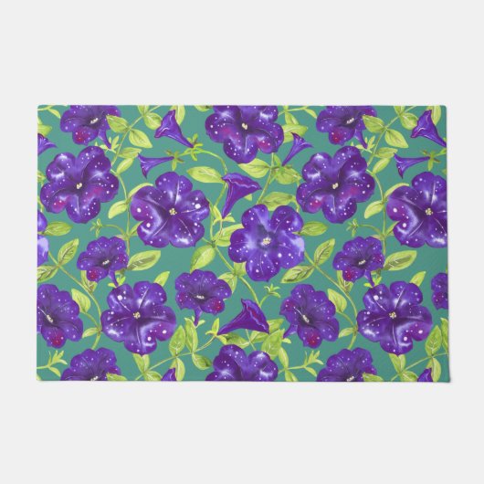 ペチュニアナイトスカイオンティール（緑がかった色）背景装飾用クッション ドアマット (正面)