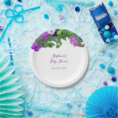 ペチュニアフローラナスパープルベビーシャワーカスタム ペーパープレート (パーティー)