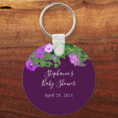 ペチュニアフローラパープルベビーシャワーパーティー好意かわいい キーホルダー (正面)