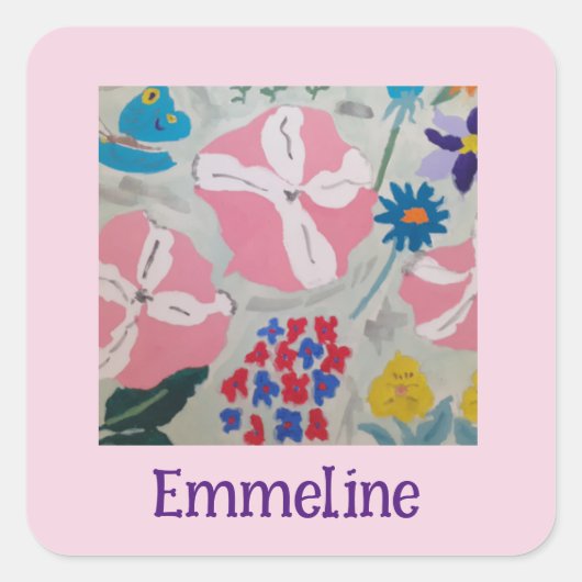 ペチュニア&サマーフラワーパーソナライズされたズ スクエアシール (正面)
