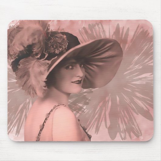 ペチュラ、1910年代のビッグ・ハットの女性：桃 マウスパッド (正面)