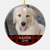 ペッおもしろいトいけなまたはナイスレッドブラックバッファロープレイド セラミックオーナメント (裏面)