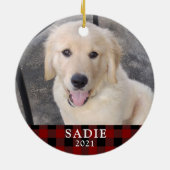 ペッおもしろいトいけなまたはナイスレッドブラックバッファロープレイド セラミックオーナメント (裏面)