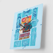 ペッすごいツ・アンド・ジャスティス・リーグ – 襟を絞る スクエア壁時計 (傾斜)