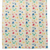  – ペッすごいツ&ジャスティスリーグシルエットパターン シャワーカーテン (正面)