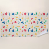 – ペッすごいツ&ジャスティスリーグシルエットパターン ビーチタオル (正面)