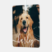 ペッよくはしゃぐト写真クリスマス メタルオーナメント (正面左)
