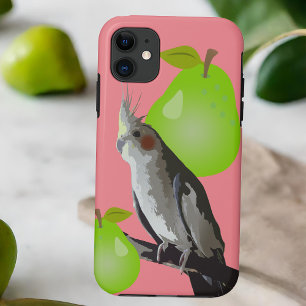 ペッカッコいいトCockatiel Bird, Pear Fruit Pink Green iPhone 11 ケース