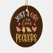 ペッカー好きの女の子だけの農業鶏ヘン セラミックオーナメント (右)