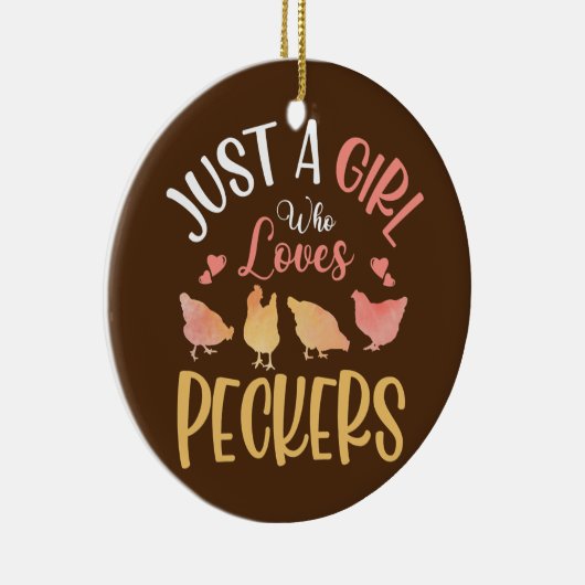 ペッカー好きの女の子だけの農業鶏ヘン セラミックオーナメント (右)