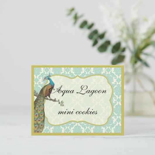 ペックコックデザートまたはキャンディビュッフェテーブルサイン ポストカード (スタンド正面)