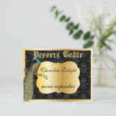 ペックコック金ゴールドデザートまたはキャンディビュッフェテーブルサイン ポストカード (スタンド正面)