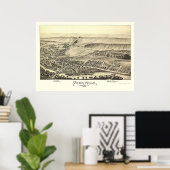 ペックビル, PAパノラママップ – 1892 ポスター (ホームオフィス)