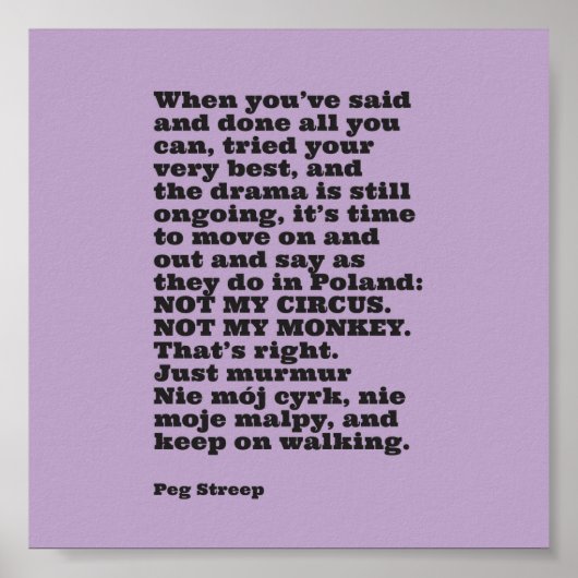 ペッグ・ストリープの「Not My Circus」キャンバス印刷 ポスター (正面)