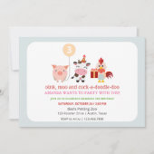 ペッティング動物園パーティー動物子供の誕生日パーティー 招待状 (正面)