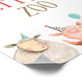 ペッティング動物園ファーム動物納屋周囲の庭ボーイ誕生日 ポスター (角)