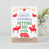 ペッティング動物園、少年、バニヤード農場動物誕生日 招待状 (スタンド正面)