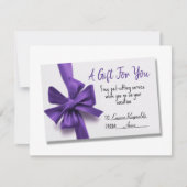 ペッティング座りサービス紫の弓ギフト シーズンカード (正面)