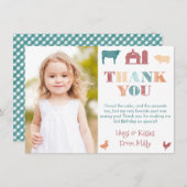 ペッティ男女兼用ング動物園の誕生日パーティー写真 サンキューカード (正面/裏面)