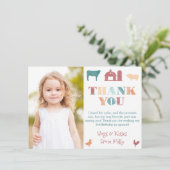 ペッティ男女兼用ング動物園の誕生日パーティー写真 サンキューカード (スタンド正面)