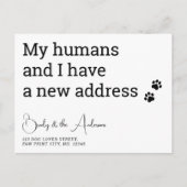 ペットおもしろいの新しいアドレス移動した猫の犬の移動 ポストカード (正面)