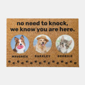 ペットおもしろいはノックする必要がないカスタム3写真犬の猫 ドアマット (正面)