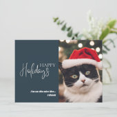 ペットおもしろいクリスマスキャットニスリストブルー シーズンカード (スタンド正面)