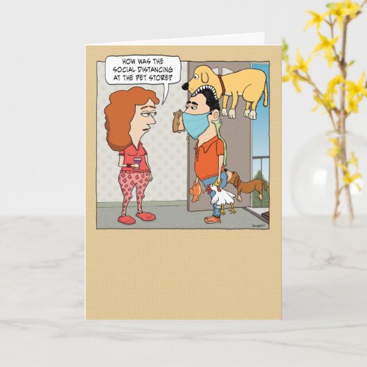 ペットおもしろいストアソーシャル配信誕生日 カード (黄色い花)