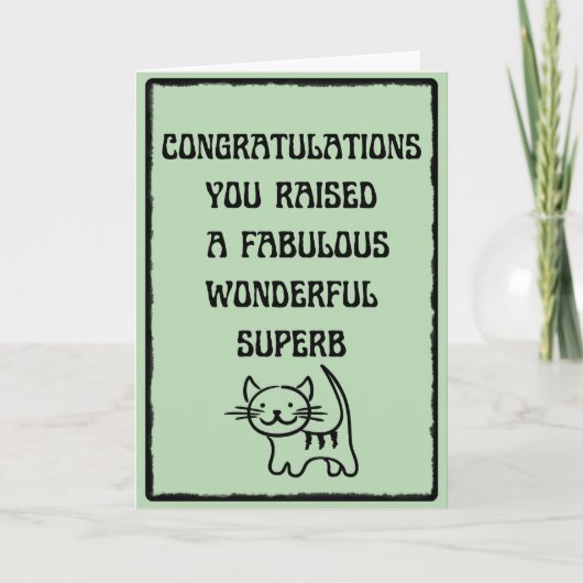 ペットおもしろいハッピーファーマザーズデイキャットフォートグリーン カード (正面)