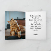 ペットおもしろいハッピーファーマザーズデイキャットフォートグリーン カード (内部)