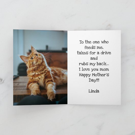 ペットおもしろいハッピーファーマザーズデイキャットフォートグリーン カード (内部)