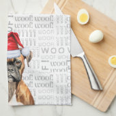 ペットおもしろい恋人ホリディボクサードッグクリスマス キッチンタオル (四つ折り)