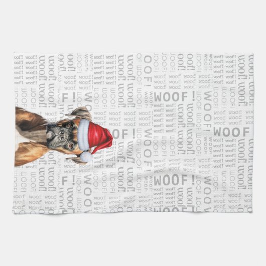 ペットおもしろい恋人ホリディボクサードッグクリスマス キッチンタオル (横)