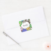 ペットおもしろい猫に感謝縁ど スクエアシール (封筒)