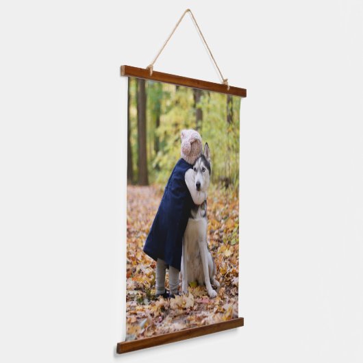 ペットお気に入りのと家族の写真 吊り下げ型タペストリー (傾斜あり)
