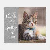 ペットお気に入りのメモリアルカスタムハロー猫の写真 フリースブランケット (正面(横))