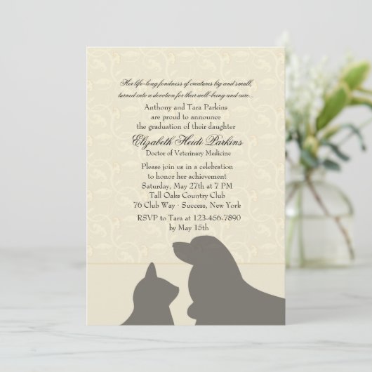 ペットお気に入りの獣医学校卒業招待状 招待状 (スタンド正面)