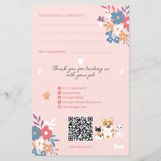 ペットお洒落シッタードッグウォーカーペットのレポートカード (裏面)