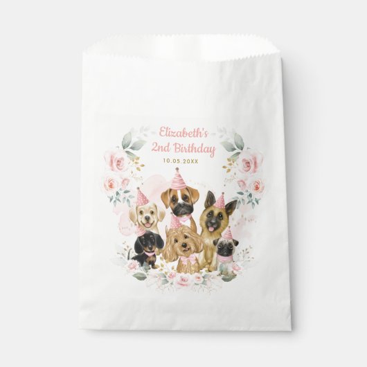 ペットかわいらしドッグパピーズ誕生日ポーティベビーガール フェイバーバッグ (正面)