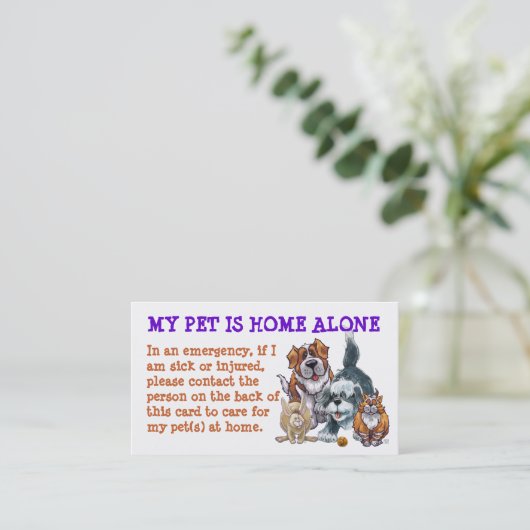 ペットが家だけの緊急カー連絡ド 名刺 (スタンド正面)