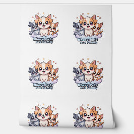 ペットが家族でかわいい犬の壁画を見る 壁紙