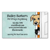 ペットが座ってかわいい覗き犬と猫気に動物 マグネット名刺 (正面)