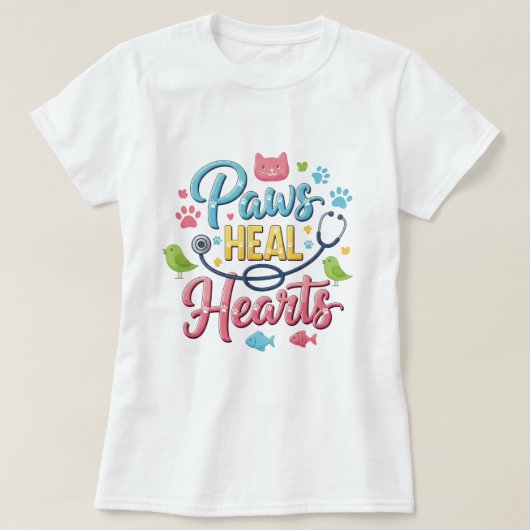 ペットが心を癒やす 獣医Tシャツ Tシャツ (デザイン正面)