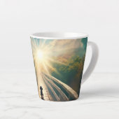 ペットが虹のTシャツを渡ろうとしている カフェラテマグ (右アングル)