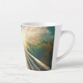 ペットが虹のTシャツを渡ろうとしている カフェラテマグ (右)