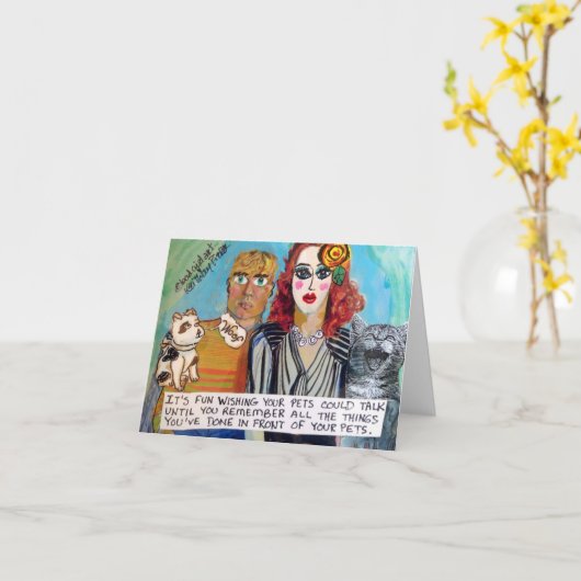 ペットが話せることを願うおもしろい カード (黄色い花)